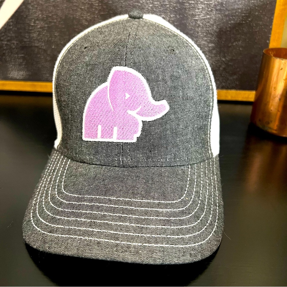 Adjustable baseball cap with pink elephant, never worn!